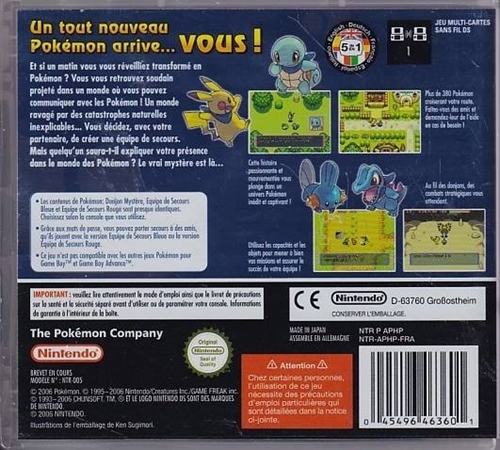 Pokemon Mystery Dungeon Blue Rescue Team - Fransk Cover - Nintendo DS (A Grade) (Genbrug)